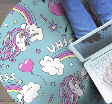 Padrão de unicórnio com tapete colorido de animais em arco-íris f - TenStickers