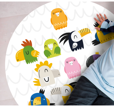 Pássaros exóticos desenho animal tapete - TenStickers