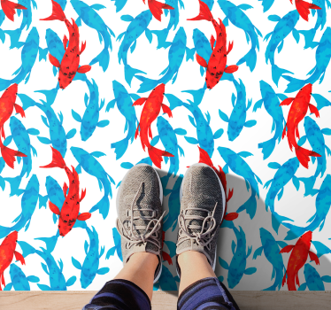 Peixes vermelhos nadando em aquarela de animal - TenStickers