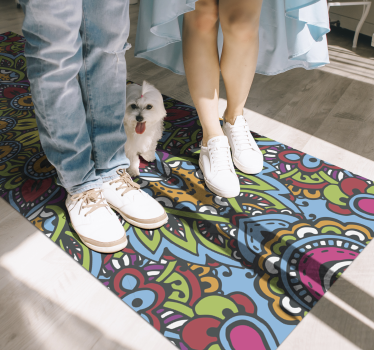 Piso de vinil mosaico mandala multicolor - TenStickers