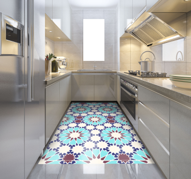 Piso de vinil mosaico marroquino azul - TenStickers