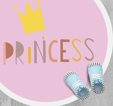 Princesa em tapete de vinil infantil com fundo rosa - TenStickers