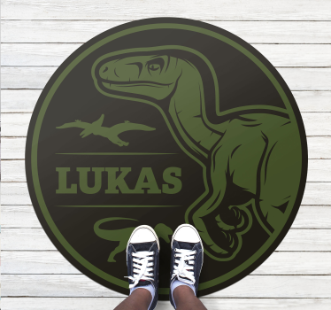 Raptor de dinossauro com tapete de animal de texto - TenStickers