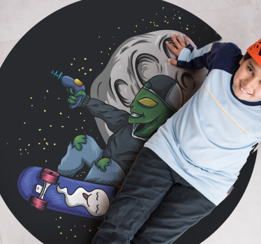 Skate alienígena na lua tapetes adolescentes para quartos - TenStickers