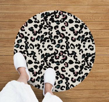 Tapete branco redondo de vinil tapete leopardo com estampa animal - TenStickers