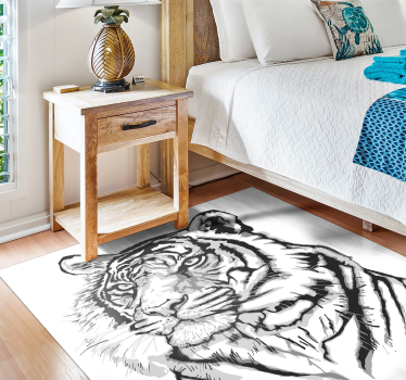 Tapete de animal com cara de tigre branco - TenStickers