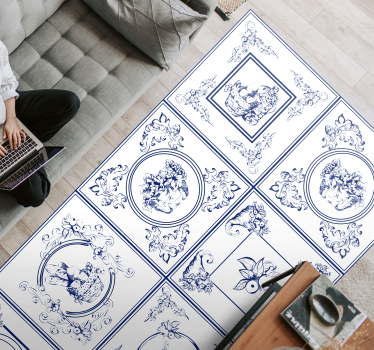 Tapete de azulejos vintage azul - TenStickers