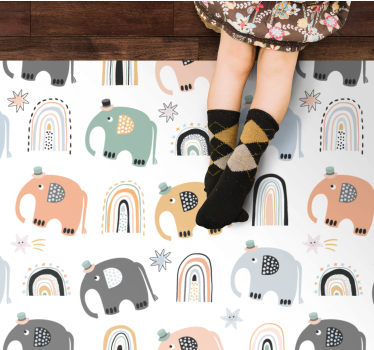 Tapete de bebê de elefantes multicoloridos padrão - TenStickers