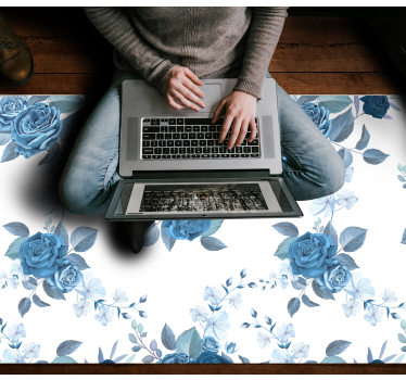 Tapete de flores azul delicado estampado de flores - TenStickers