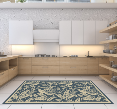 Tapete de flores com produtoazul e dourado - TenStickers