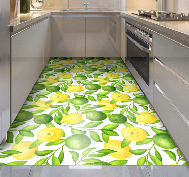 Tapete de flores de limões e limas - TenStickers