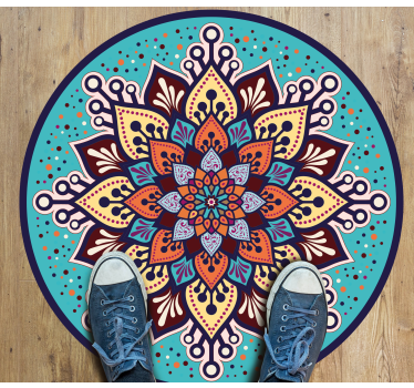 Tapete de mandala em forma de sol azul e laranja - TenStickers