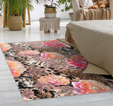 Tapete de vinil com estampa animal de pele de leopardo floral - TenStickers