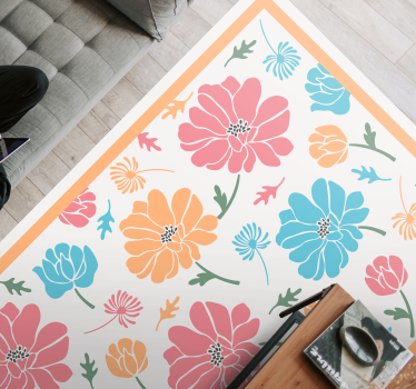 Tapete de vinil com flores coloridas - TenStickers