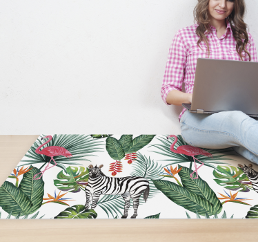 Tapete de vinil de animais Flamingo e zebra - TenStickers