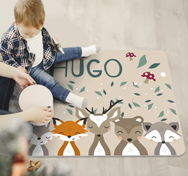 Tapete de vinil infantil animais com nome - TenStickers