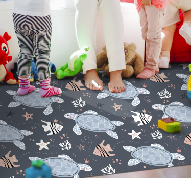 Tapete de vinil infantil Tartarugas e peixes sob o mar - TenStickers