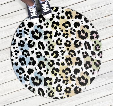 Tapete de vinil redondo de leopardo multicolorido tapete com esta - TenStickers