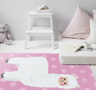 Tapete de vinil rosa nórdico de lhama infantil - TenStickers