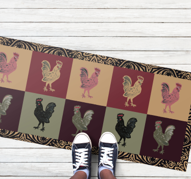 Tapete vinílico de animais padrão de frango colorido - TenStickers