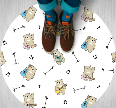 Tapete vinílico para bebés diversão musical de urso - TenStickers
