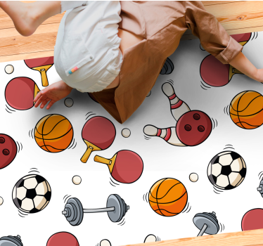 Tapete vinílico juvenil elementos divertidos de esportes - TenStickers