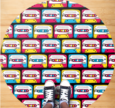 Tapete vinílico vintage fitas cassete vibrantes - TenStickers