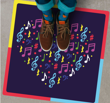 Tapete vinílico juvenil notas musicais coração - TenStickers
