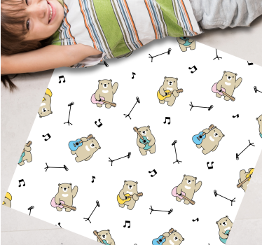 Tapete vinílico para bebés padrão de ursos musicais - TenStickers