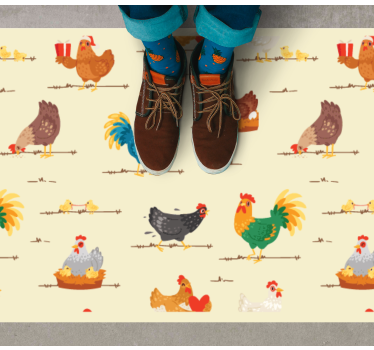 Tapete vinílico de animais padrões coloridos de frango - TenStickers