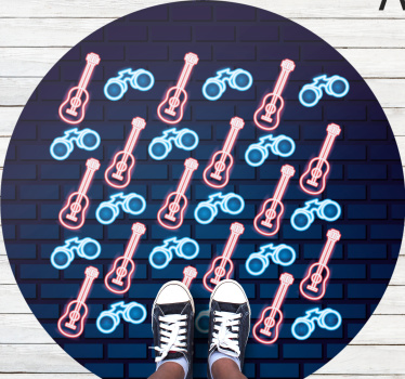 Tapete vinílico juvenil padrões musicais de neon - TenStickers