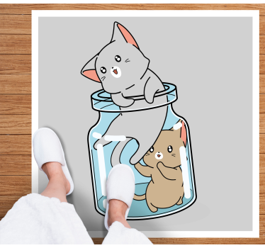 Tapete vinílico de animais pote de gatos fofos - TenStickers
