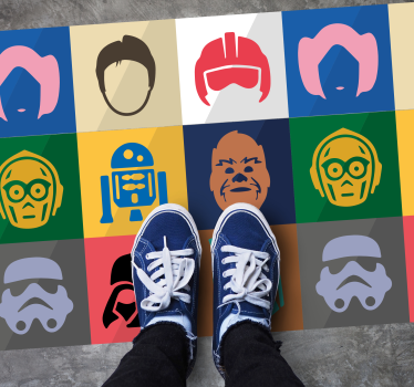 Tapete vinílico juvenil rostos de personagens de filmes - TenStickers