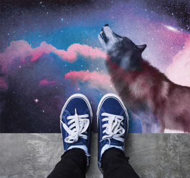 Tapete vinílico de animais uivo do lobo cósmico - TenStickers