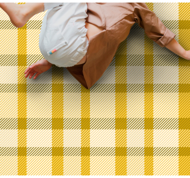 Tapete quadrado de padrão xadrez amarelo e branco - TenStickers