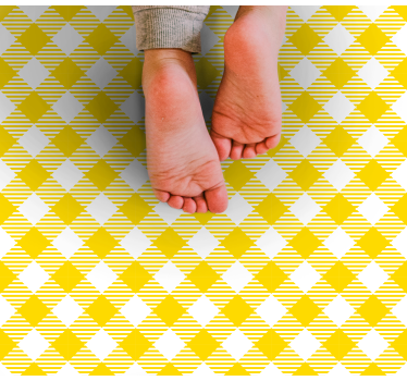 Tapete quadrado de padrão xadrez branco e amarelo - TenStickers