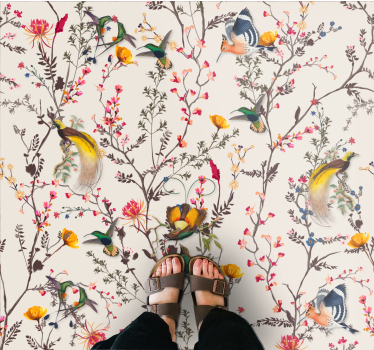 Tapete retro com produtofloral naturalista - TenStickers