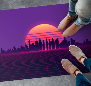 Tapete retrô estilo vaporwave pôr do sol dos anos 80 - TenStickers