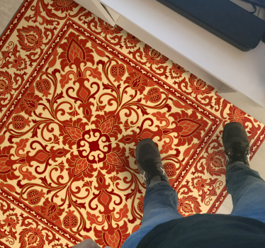 Tapete retrô vermelho com padrão antigo - TenStickers