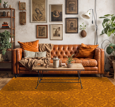 Tapete vinil laranja damasco vintage - TenStickers