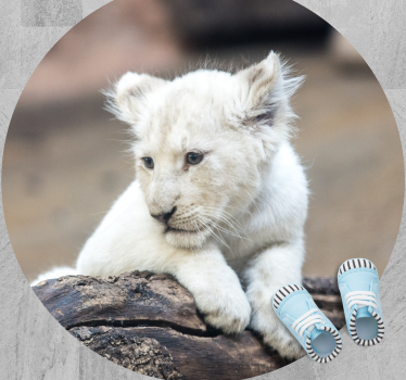 Tapete vinil para gabinete Animais fofos filhotes de leão branco - TenStickers