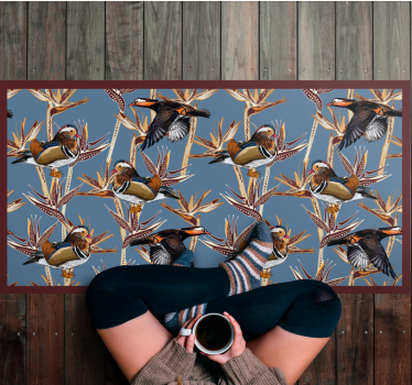 Tapete vinílico de animais padrão de pato mandarim - TenStickers