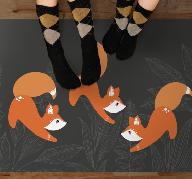 Tapete vinílico de animais padrão de raposas brincalhonas - TenStickers