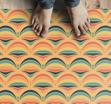 Tapete vinílico vintage padrões de ondas coloridas - TenStickers