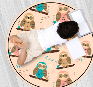 Tapete vinílico para bebés círculo temático de coruja - TenStickers