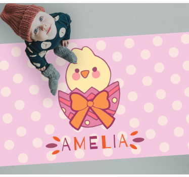 Tapete vinílico para bebés pintinho rosa com nome - TenStickers