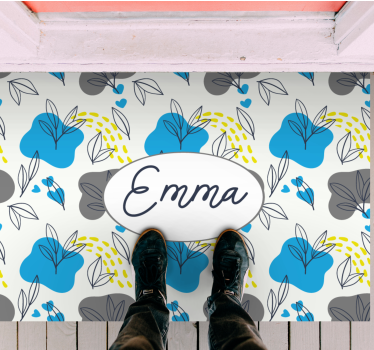 Tapete vinílico hall de entrada nome floral personalizado - TenStickers