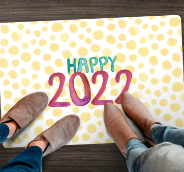 Tapete vinílico frases e textos feliz ano novo personalizado - TenStickers