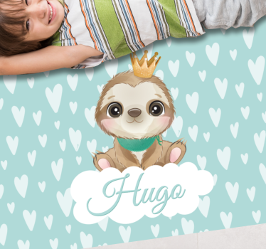Tapete vinílico para bebés filhote de preguiça com nome - TenStickers