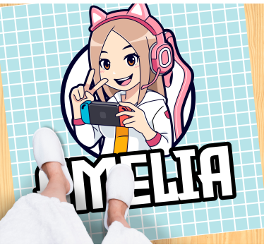Tapete vinílico juvenil garota gamer com nome - TenStickers